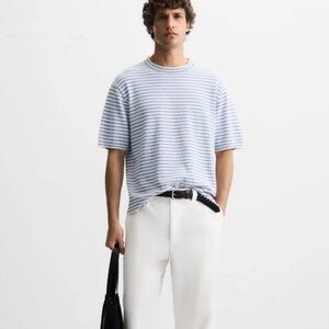 Zara NWT Blue and White Striped Tee